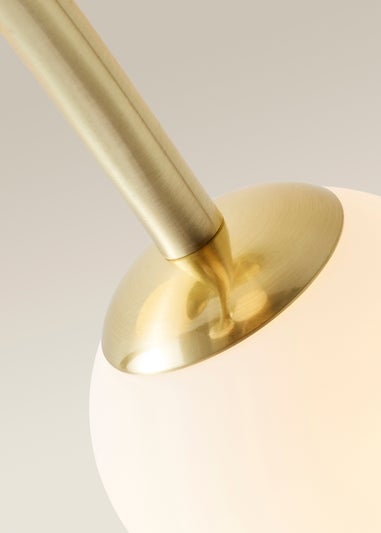ValueLights Jas Gold Semi-Flush Light with White Globe Shade (20cm x 22cm x 48cm)