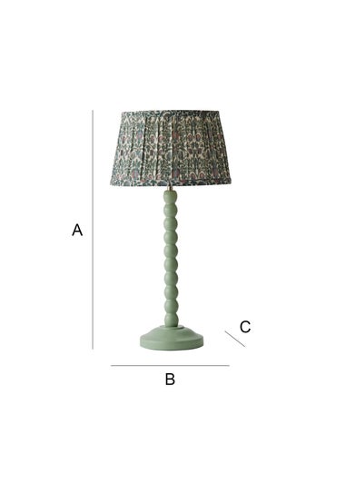 ValueLights Sage Green Bobbin Table Lamp with Floral Pleated Lampshade