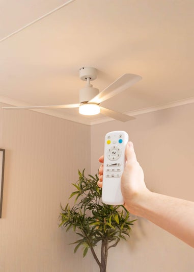 ValueLights 52 Inch White Ceiling Fan with Remote Control Integrated LED