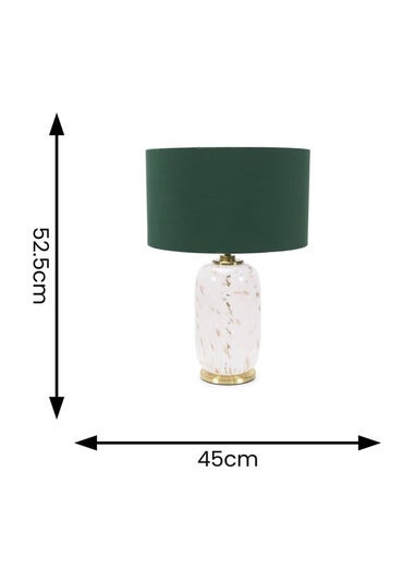 ValueLights India Confetti Glass Table Lamp with Forest Green Lampshade