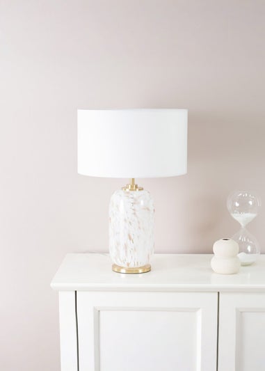 ValueLights India Confetti Glass Table Lamp with White Lampshade