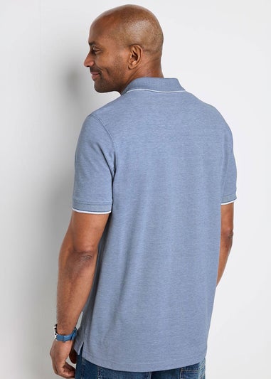 Cotton Traders Steel Blue Signature Short Sleeve Birdseye Pocket Polo Shirt