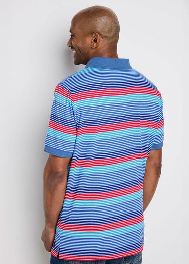 Cotton Traders Blue Marl Help For Heroes Short Sleeve Stripe Polo Shirt