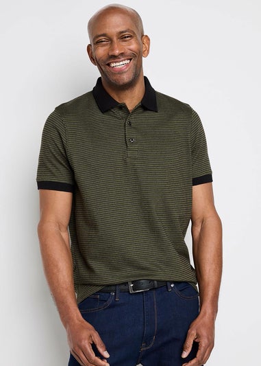 Cotton Traders Deep Fern Signature Short Sleeve Jacquard Polo Shirt