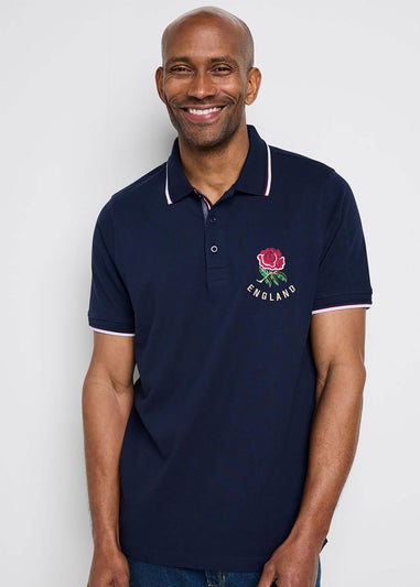 Cotton Traders Navy England Classic Short Sleeve Polo Shirt