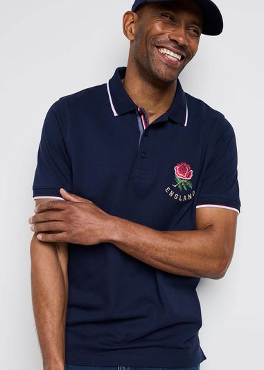 Cotton Traders Navy England Classic Short Sleeve Polo Shirt