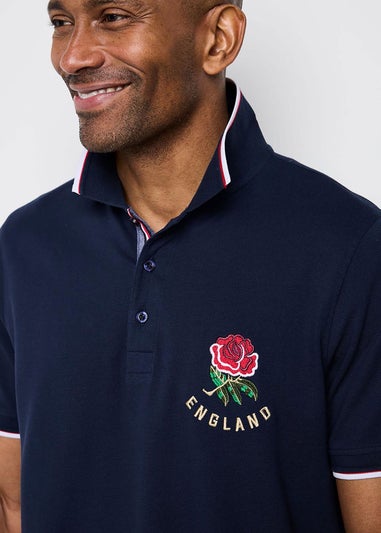 Cotton Traders Navy England Classic Short Sleeve Polo Shirt
