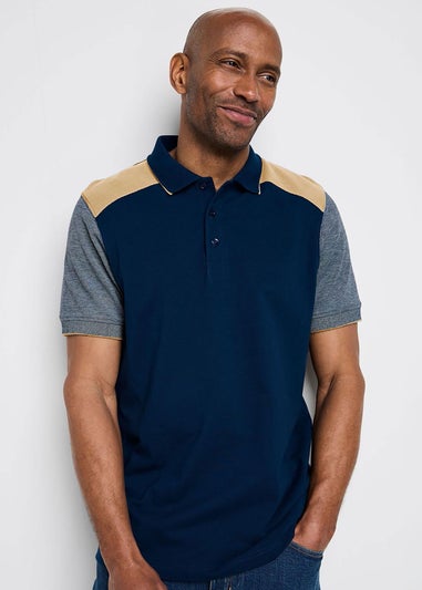 Cotton Traders Ink Signature Short Sleeve Panelled Polo Shirt