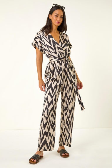 Dusk Black Zig Zag Wrap Front Jumpsuit