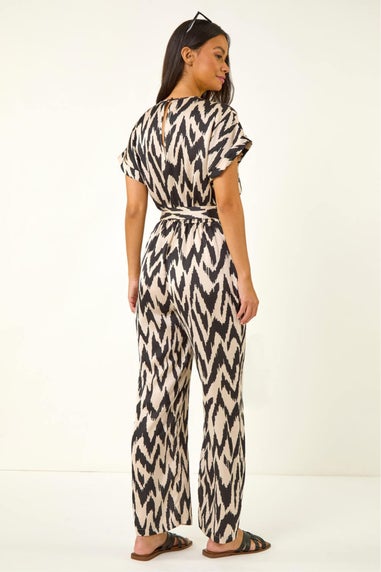 Dusk Black Zig Zag Wrap Front Jumpsuit