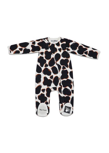 Lucy & Sam Black Cow Zip Babygrow (0 to 24 Months)