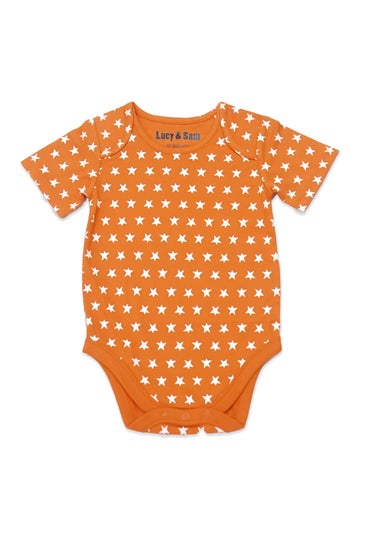 Lucy & Sam Orange Pumpkin Star 2 Pack Bodysuit (0 to 24 Months)