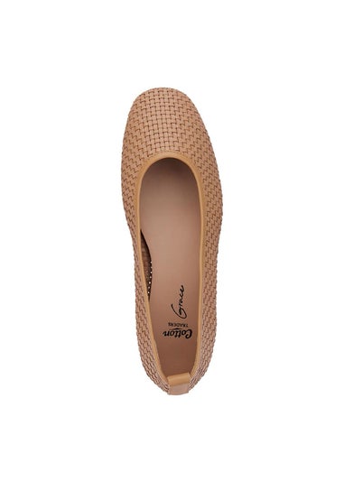 Cotton Traders Light Tan Grace Leather Woven Shoes