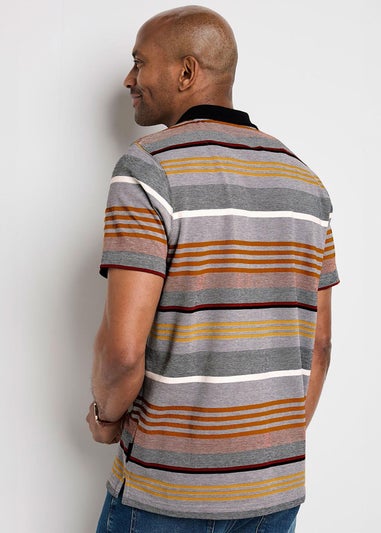 Cotton Traders Black Guinness Short Sleeve Variated Stripe Polo Shirt