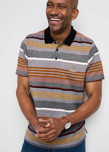 Cotton Traders Black Guinness Short Sleeve Variated Stripe Polo Shirt
