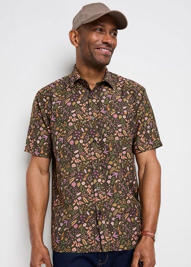 Cotton Traders Deep Fern Signature Short Sleeve Soft Touch Floral Print Shirt