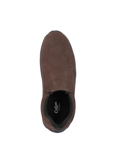 Cotton Traders Dark Chestnut Casual Suede Slip On Shoes (Mens)