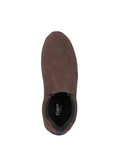 Cotton Traders Dark Chestnut Casual Suede Slip On Shoes (Ladies)