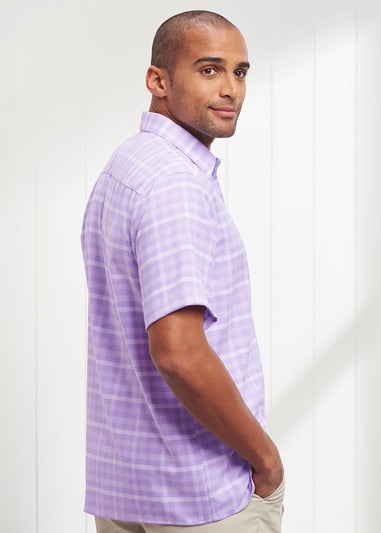 Cotton Traders Pastel Lilac Short Sleeve Classic Soft Touch Patterned Shirt