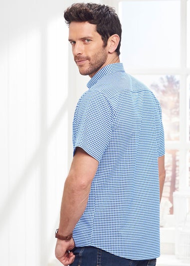 Cotton Traders Periwinkle Iconic Short Sleeve Patterned Oxford Shirt
