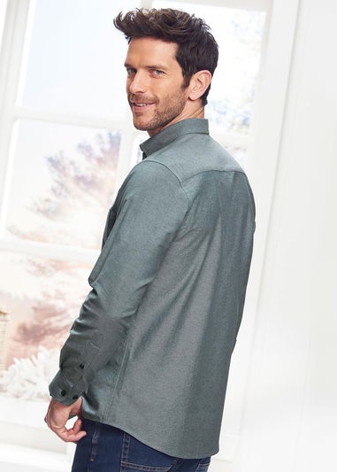 Cotton Traders Steel Green Iconic Long Sleeve Plain Oxford Shirt