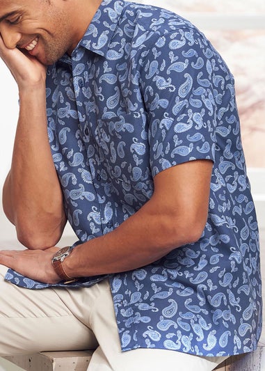 Cotton Traders Night Sky Short Sleeve Classic Soft Touch Print Shirt