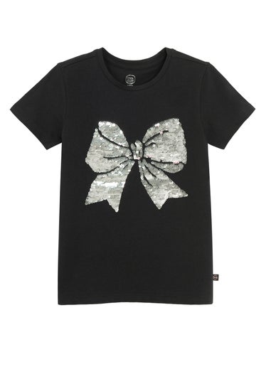 Cool Club Black Short Sleeve Printed Bow T-Shirt (2-7 yrs)