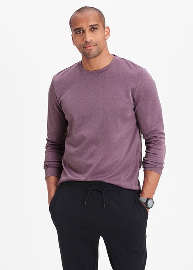 Cotton Traders Washed Plum Breathable Long Sleeve Crew Neck Top