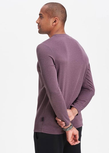 Cotton Traders Washed Plum Breathable Long Sleeve Crew Neck Top