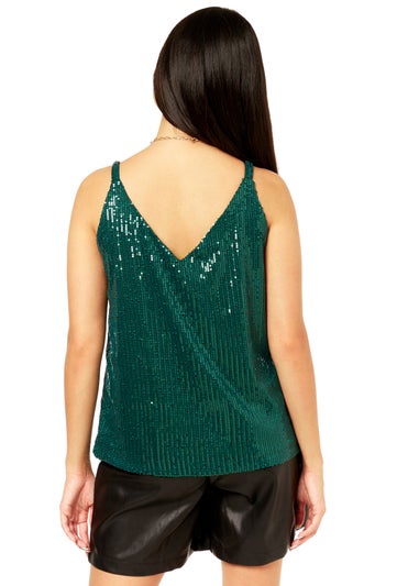 Gini London Green Sequin V Neck Cami Top
