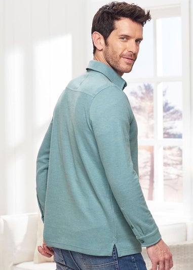 Cotton Traders Duck Egg Brushed Rib Top