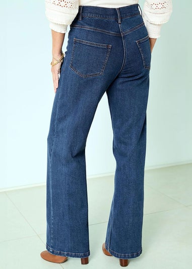 Cotton Traders Stonewash Wide Leg Jeans