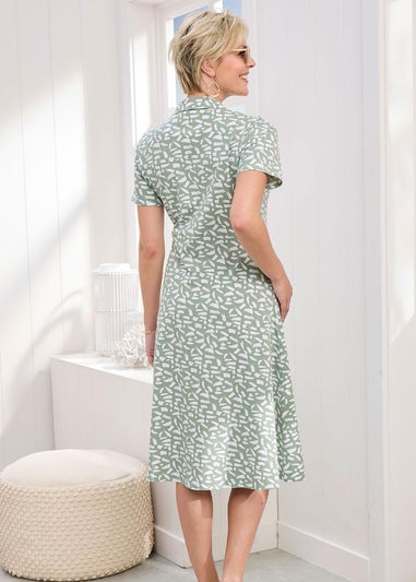 Cotton Traders Mint Haze Short Sleeved Jersey Midi Shirt Dress