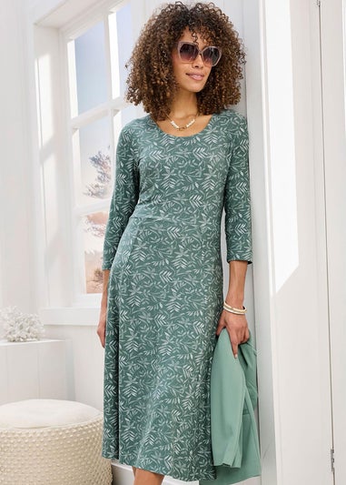 Cotton Traders Everglade Essential Jersey Print Midi Dress