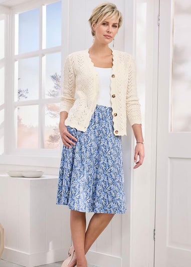 Cotton Traders Ivory Pointelle Cardigan