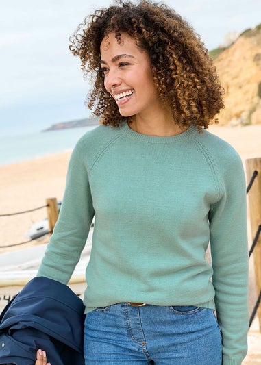 Cotton Traders Aqua Haze Cotton Crew Neck Jumper