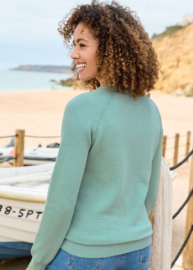 Cotton Traders Aqua Haze Cotton Crew Neck Jumper