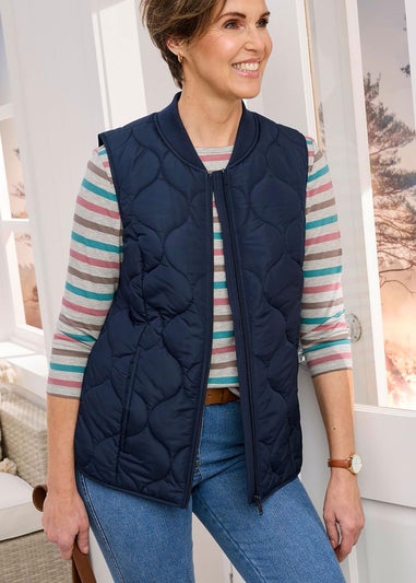 Cotton Traders Navy Showerproof Quilted Gilet