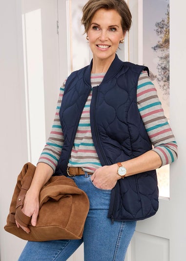 Cotton Traders Navy Showerproof Quilted Gilet