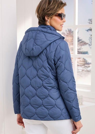 Cotton Traders Mid Blue ShowerProof Quilted Jacket