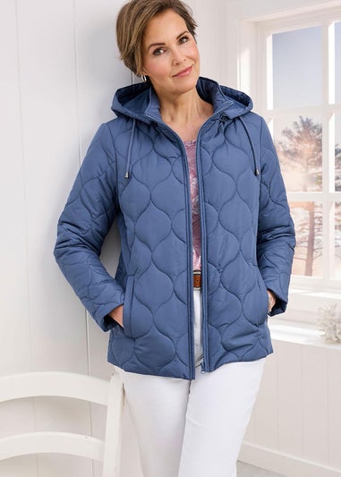 Cotton Traders Mid Blue ShowerProof Quilted Jacket