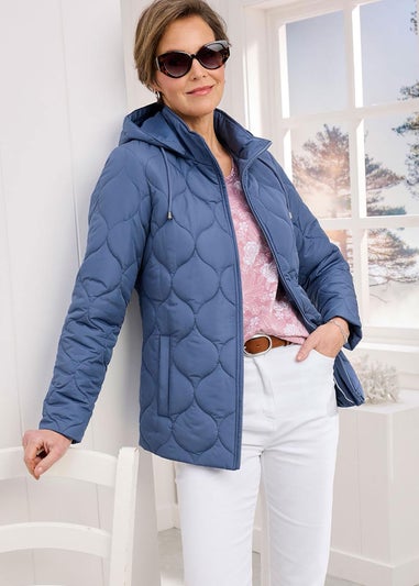 Cotton Traders Mid Blue ShowerProof Quilted Jacket