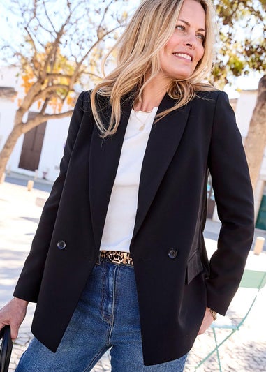 Cotton Traders Black Double Breasted Blazer