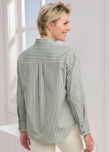 Cotton Traders Pistachio Long Sleeve Printed Cotton Shirt