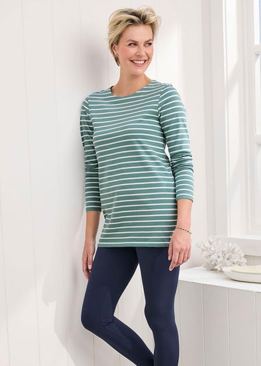 Cotton Traders Washed Jade Stripe Jersey Tunic