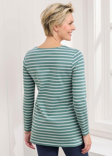 Cotton Traders Washed Jade Stripe Jersey Tunic