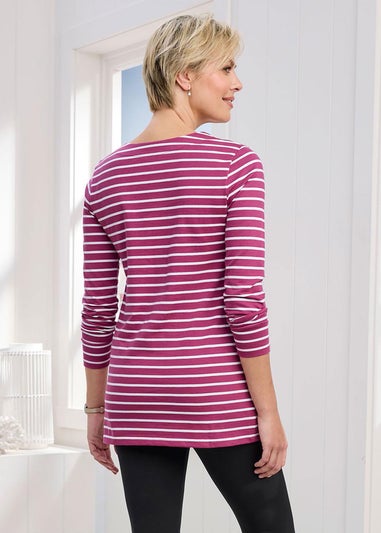 Cotton Traders Soft Plum Stripe Jersey Tunic
