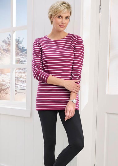 Cotton Traders Soft Plum Stripe Jersey Tunic