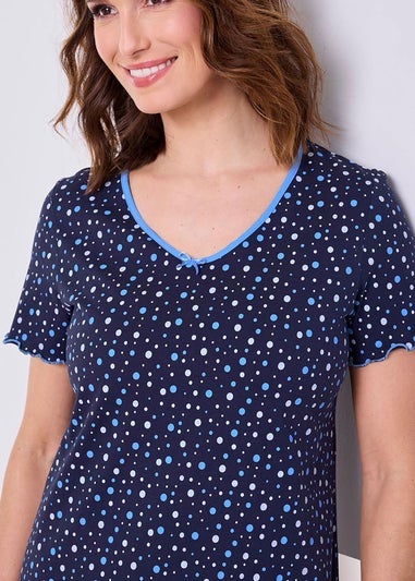 Cotton Traders Navy 2 Pack V-Neck Nightdressess