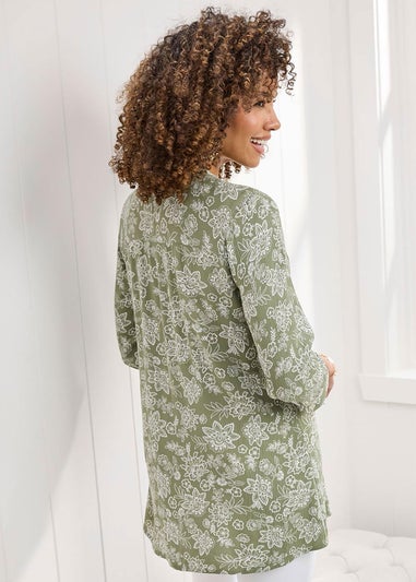 Cotton Traders Hazel Green Printed Crinkle Tunic